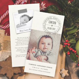 Cartão De Festividades Círculo Clássico de Selo Espetado Primeiro Natal d
