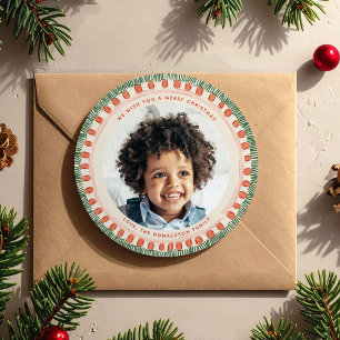 Cartão De Festividades Círculo de Foto com Franja de Aquarela Verde e Ver