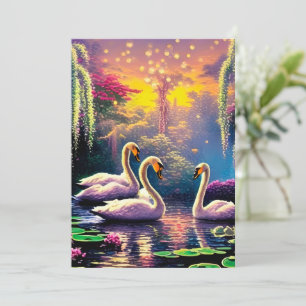 Cartão De Festividades Cisnes Sonhadores