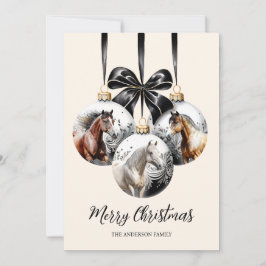 Cartão De Festividades Citação de Natal dos cavalos preto e dourado