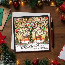 Cartão De Festividades Citação de um Tempo Maravilhoso das Rena de Natal 