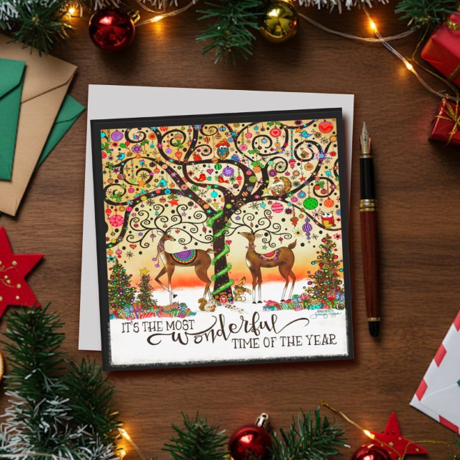 Cartão De Festividades Citação de um Tempo Maravilhoso das Rena de Natal  (Criador carregado)