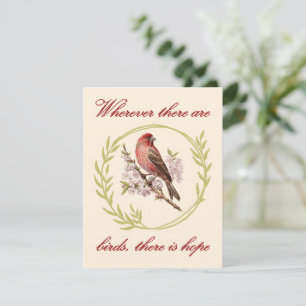 Cartão De Festividades Citação Inspirativa de Aves, Frota Floral de Aves