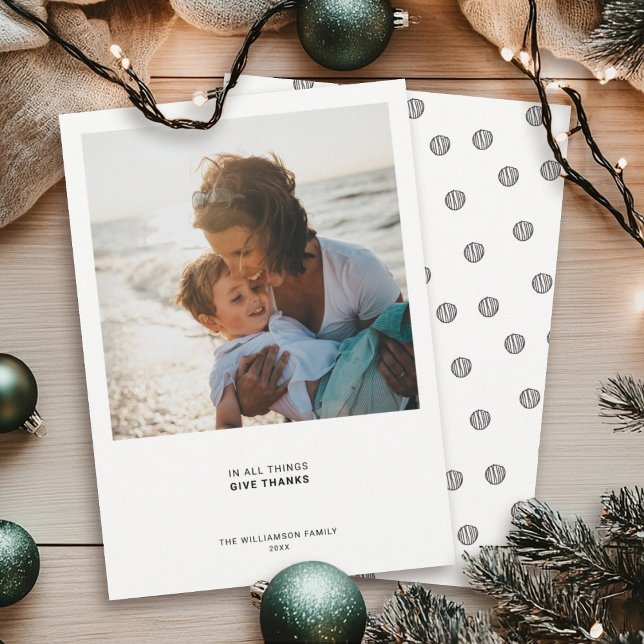 Cartão De Festividades Citação Mínima Moderna | Foto de Férias de Gratidã (Criador carregado)