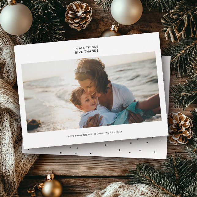 Cartão De Festividades Citação Moderna Minimalista | Foto Simples e Tendê (Criador carregado)