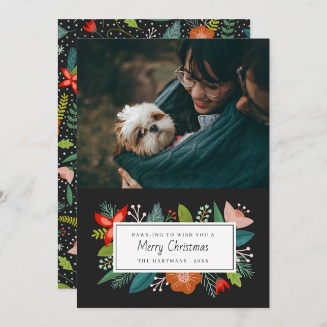 Cartão De Festividades Cítrico e Floral Retro Ousado | Foto de Férias (Frente/Verso)