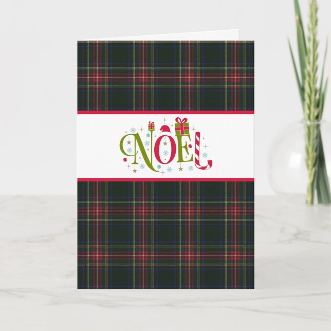 Cartão De Festividades Clan Stewart Black Tartan Holiday Card (Frente)