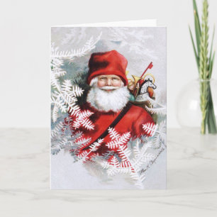 Cartão De Festividades Clapsaddle: Papai Noel com Brinquedos e Fir Twigs