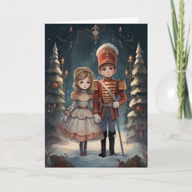 Cartão De Festividades Clara e o Quebra-Nozes Ballet Clássico de Natal (Frente)