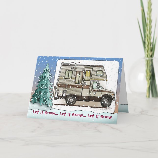 Cartão De Festividades Class C Camper RV Holiday Cards (Frente)