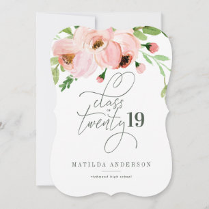 Cartão De Festividades Classe de graduação floral de aquarela