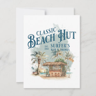 Cartão De Festividades Classic Beach Hut - Bar e bebidas de surfista