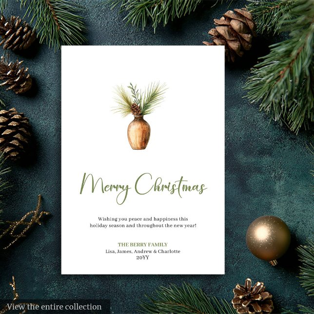 Cartão De Festividades Classic Bohemian Botanical Earthy Holiday Greeting (Classic Bohemian Botanical Earthy Holiday Greeting)
