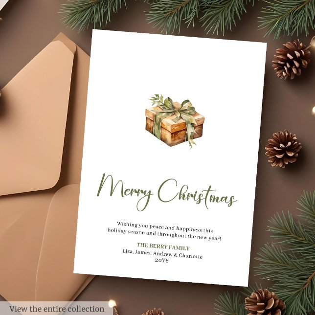 Cartão De Festividades Classic Botanical Printable Christmas Greeting  (Classic Botanical Printable Christmas Greeting Card

)