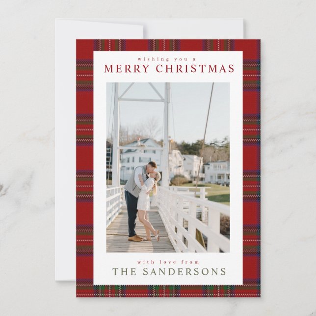 Cartão De Festividades Classic Cozy Tartan Holiday Card (Frente)