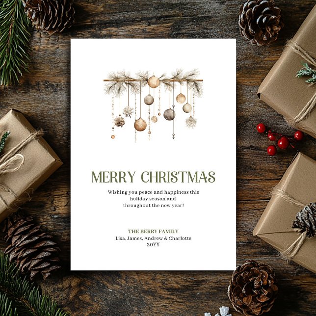 Cartão De Festividades Classic Elegant Christmas Ornament Neutral Gold  (Classic Elegant Christmas Ornament Neutral Gold Card)