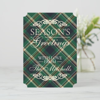 Cartão De Festividades Classic Green Blue Yellow Plaid Pattern
