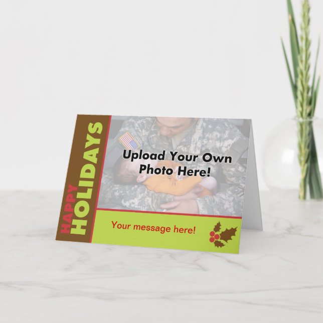 Cartão De Festividades Classic Happy Holidays Photo Template Card (Frente)