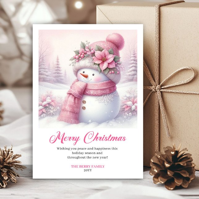 Cartão De Festividades Classic Pinkmas Editable Festive Scene Christmas  (Classic Pinkmas Editable Festive Scene Christmas Greeting Card

)