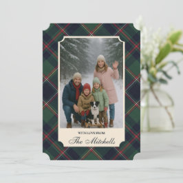 Cartão De Festividades Classic Red Dark Blue Green Plaid Pattern