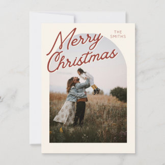 Cartão De Festividades Classic Red Merry Christmas Arch Photo Card