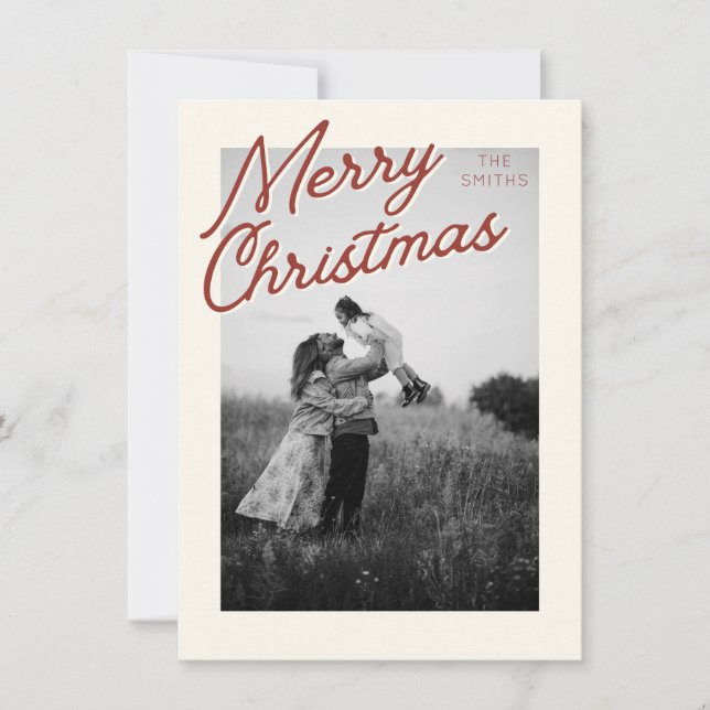 Cartão De Festividades Classic Red Merry Christmas Photo Card (Frente)