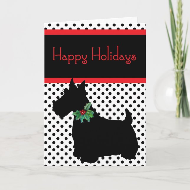 Cartão De Festividades Classic Scottish Terrier Christmas Card (Frente)