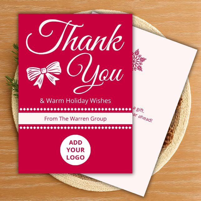 Cartão De Festividades Classic Thank You Holiday Card | Business Info (Criador carregado)