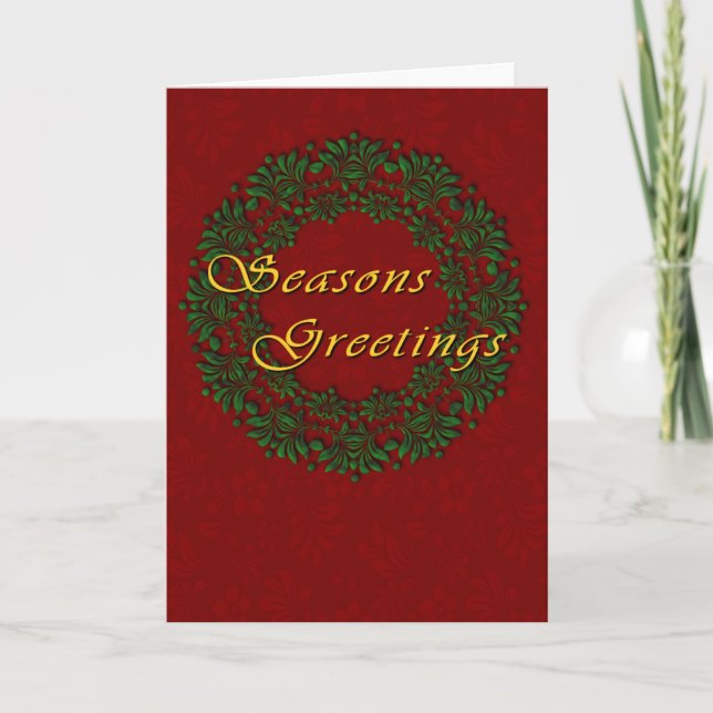 Cartão De Festividades Classic Traditional Red and Green Holiday Card (Frente)