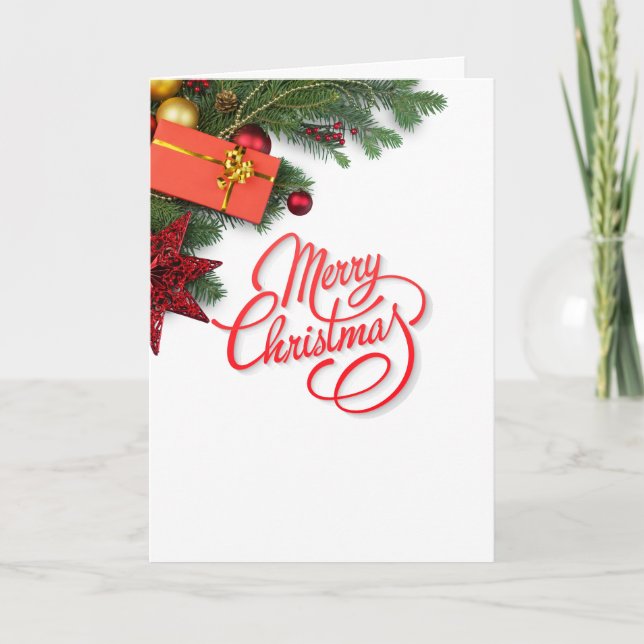 Cartão De Festividades Classic Traditional Red & Green- Elegant Christmas (Frente)