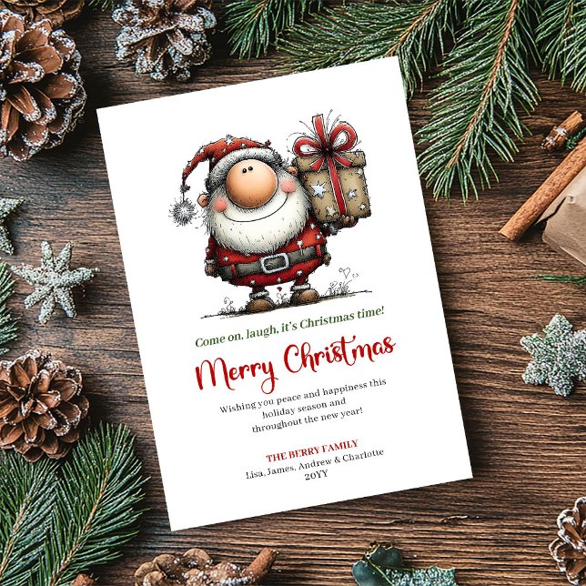Cartão De Festividades Classic Watercolor Santa Whimsical Christmas Card (Classic Watercolor Santa Whimsical Christmas Card)