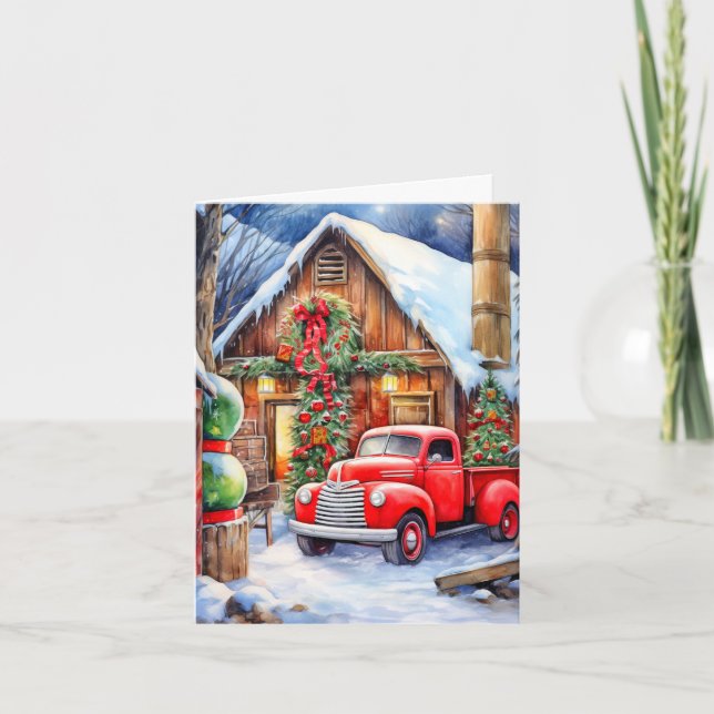 Cartão De Festividades Classic Wintertime Farmhouse Merry Christmas (Frente)