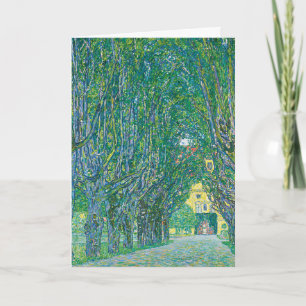 Cartão De Festividades Clássica Arte de Klimt Paisagem Verde da Natureza