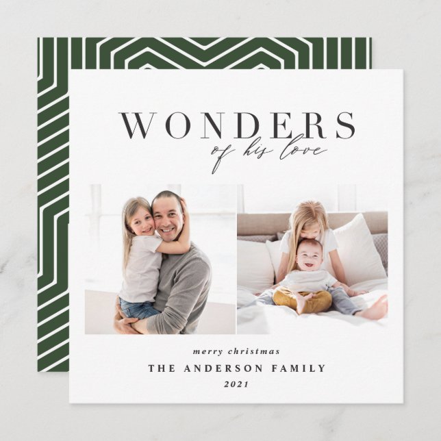 Cartão De Festividades Clássica moderna 2 foto de Natal geométrico (Frente/Verso)