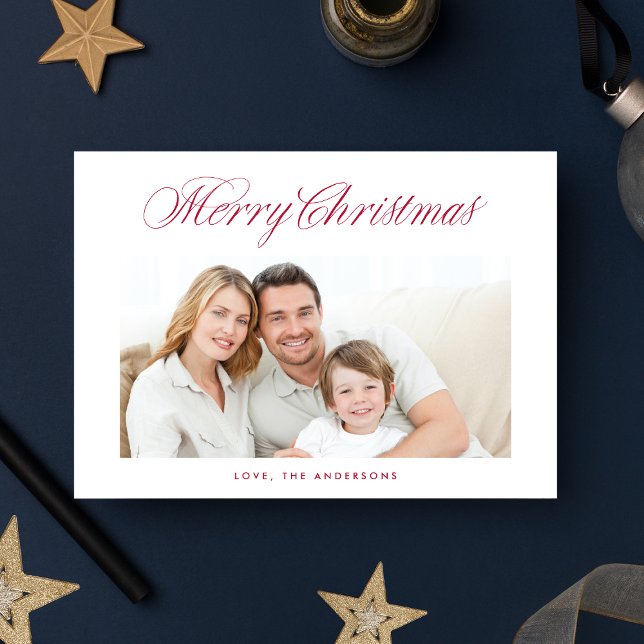 Cartão De Festividades Clássico Alojamento da Caligrafia de Natal (Criador carregado)