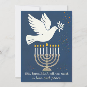 Cartão De Festividades Clássico Amor e Paz e Elegante Hanukkah Personaliz