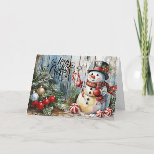 Cartão De Festividades Clássico Aquarela Feliz Vazio de Natal