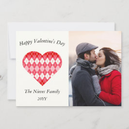 Cartão De Festividades Clássico Argyle Vermelho e Rosa no Dia dos Namorad