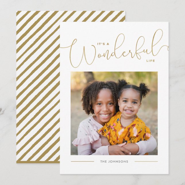 Cartão De Festividades Clássico, Dourado Script, Caligrafia, vida maravil (Frente/Verso)