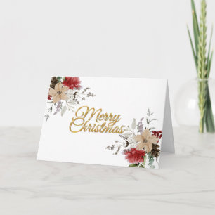 Cartão De Festividades Clássico Floral de Natal Feliz Natal