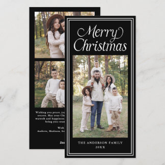 Cartão De Festividades Clássico Natal com Foto Preto Dupla Borda 3