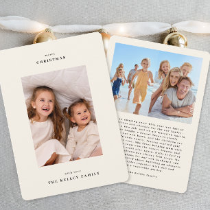 Cartão De Festividades Clássico Simples Creme Branco Natal Moderno Foto