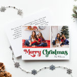 Cartão De Festividades Clássico Simples Feliz Natal - Duas Foto<br><div class="desc">Celebre a temporada com este simples e único e clássico Cartão de Natal Merry, dois cartões de festas com um toque de charme vintage. A design minimalista apresenta uma elegante paleta de cores vermelha e verde, evocando o espírito aconchegante do inverno. O seu apelo moderno e divertido, aliado à formulação...</div>