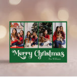 Cartão De Festividades Clássico, Simples, Feliz Natal Quatro Foto<br><div class="desc">Celebre a temporada com este simples e único e clássico cartão verde Feliz Natal quatro fotos, com um toque de charme vintage. A design minimalista apresenta uma elegante paleta de cor verde e branca, evocando o espírito aconchegante do inverno. O seu apelo moderno e divertido, aliado à formulação tradicional, cria...</div>