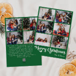 Cartão De Festividades Clássico Verde Feliz Natal Vertical Dez Foto<br><div class="desc">Celebre a estação com este cartão de férias com fotos, com um toque de charme vintage, verde, único e clássico, Feliz Natal, vertical, com dez fotos. A design minimalista apresenta uma elegante paleta de cor verde e branca, evocando o espírito aconchegante do inverno. O seu apelo moderno e divertido, aliado...</div>