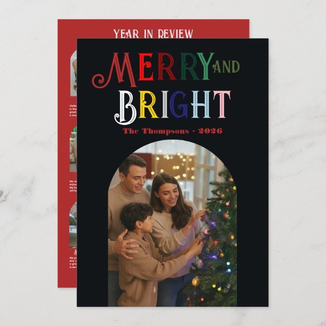 Cartão De Festividades Clássicos de Feriado Fotos do "Ano em Revisão" Nat (Frente/Verso)