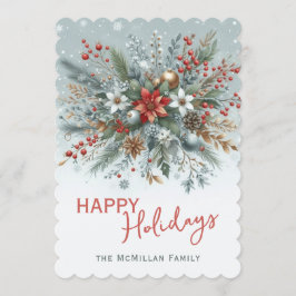 Cartão De Festividades Classy Dark Red Teal Blue Green Floral Wreath