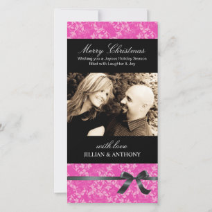 Cartão De Festividades Classy Hot Pink Christmas Photo Card