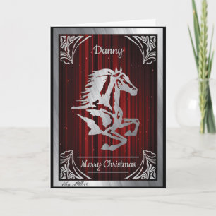 Cartão De Festividades Classy Silver Horse Silhouette