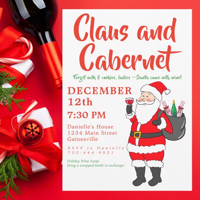 Cartão De Festividades Claus & Cabernet Damas da Noite de Natal (Criador carregado)